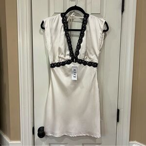 NWT Grey Bandit All My Love Dress White Black Lace Satin Mini Dress Bridal